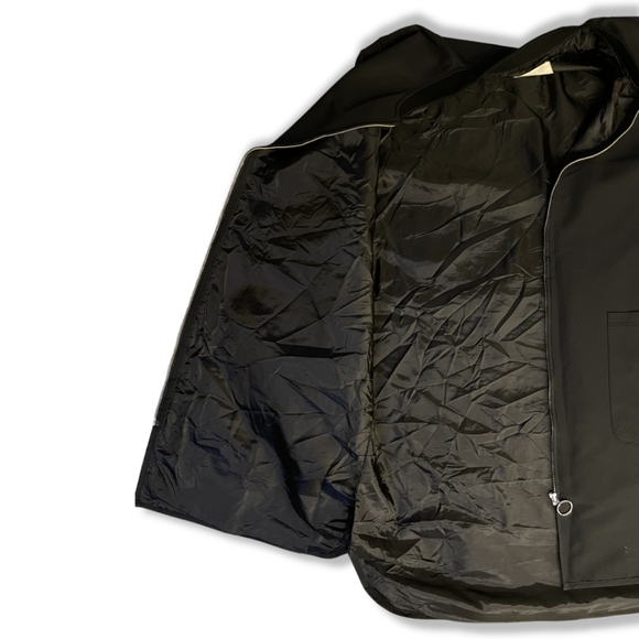 UNISEX Drop Shoulder Dual Pocket Black Overcoat - Picture 7 of 11